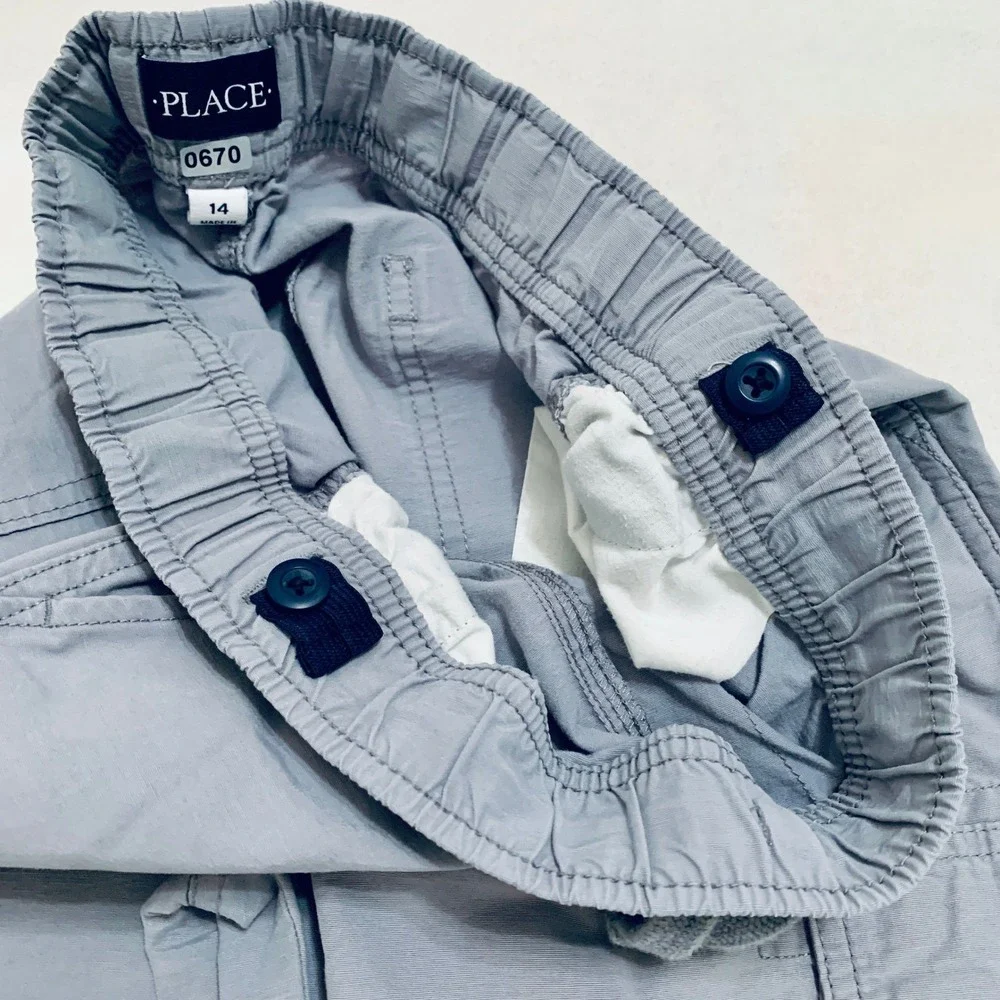 The Children's Place Cargo Joggers Pants BIG BOY Size 14 Gray Adjustable‎ Waist